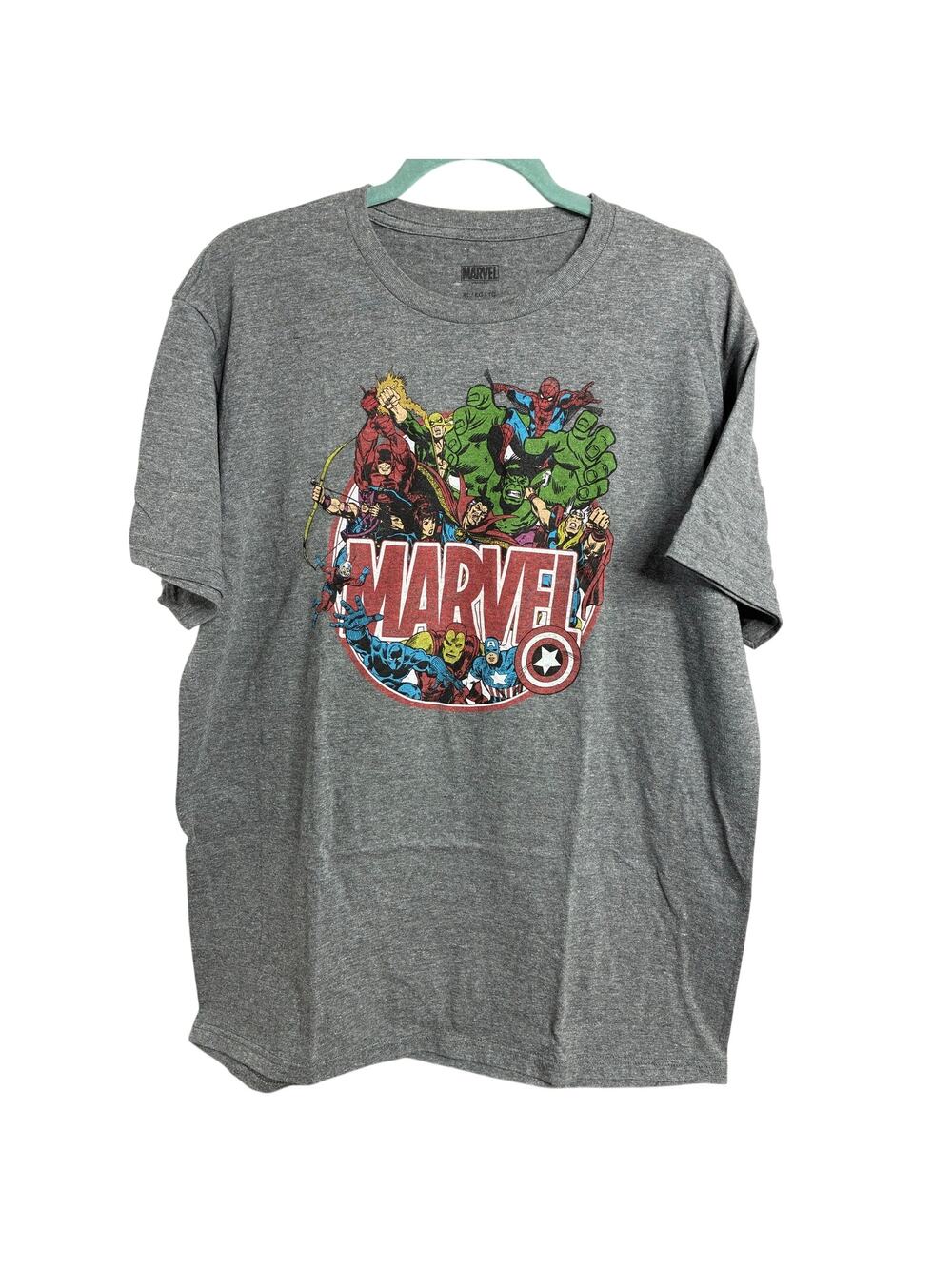 MARVEL T-Shirt XL Gray Graphic Short Sleeve Tee Comics Super Hero